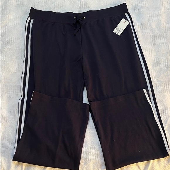 Navy Track Pants with White Stripes - Picture 1 of 5